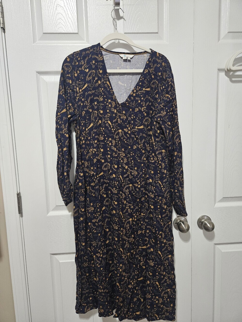 Boden V Neck Printed Midi Dress 12 - Picture 3 of 7